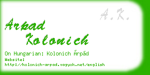 arpad kolonich business card